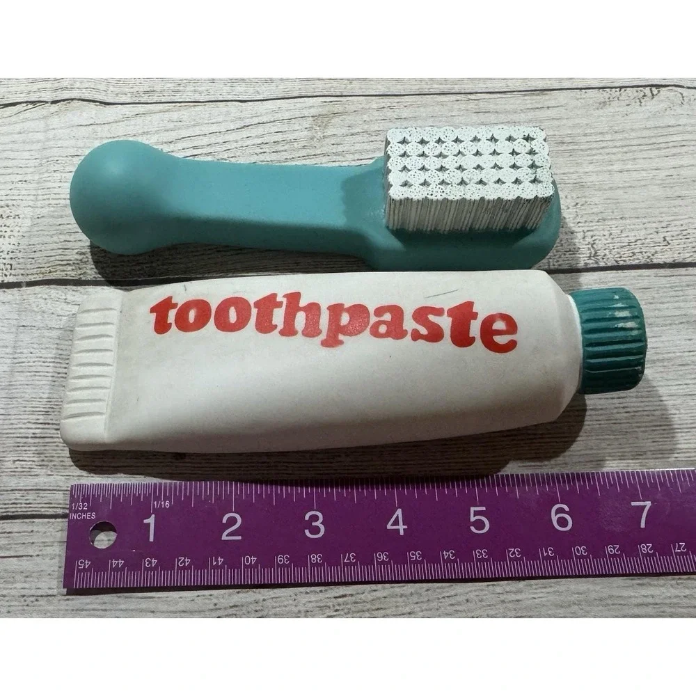 Vintage 1979 The First Years Squeaky Bath Toys Toothpaste & Toothbrush Tub37